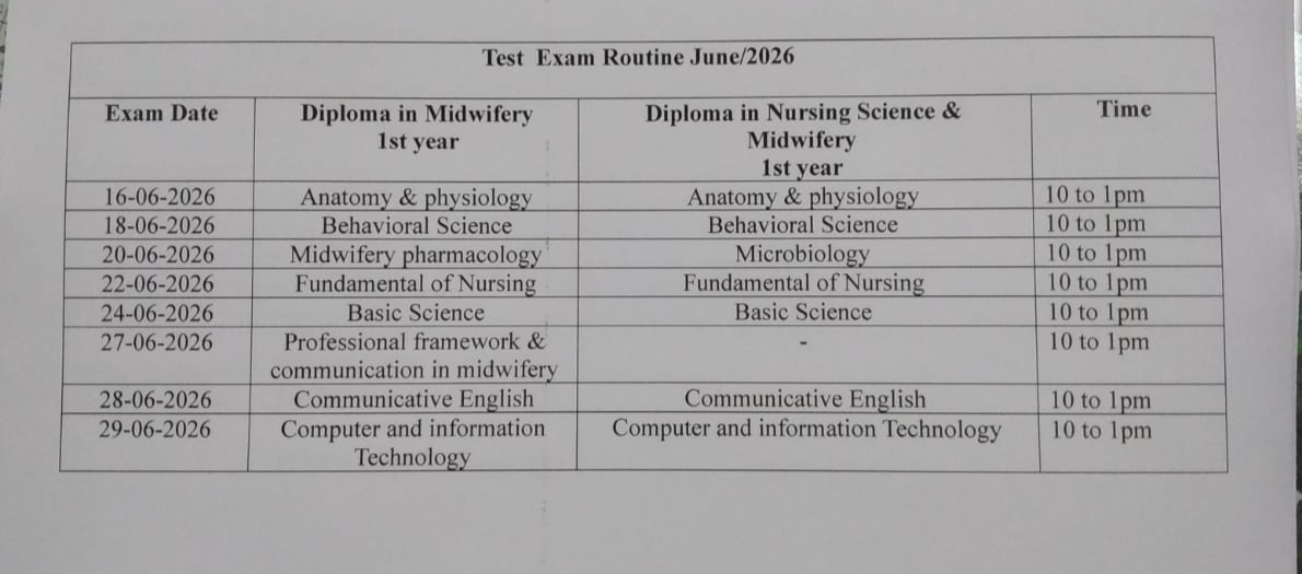 (DN & DM)  Notice Regarding 1st year Test Examination